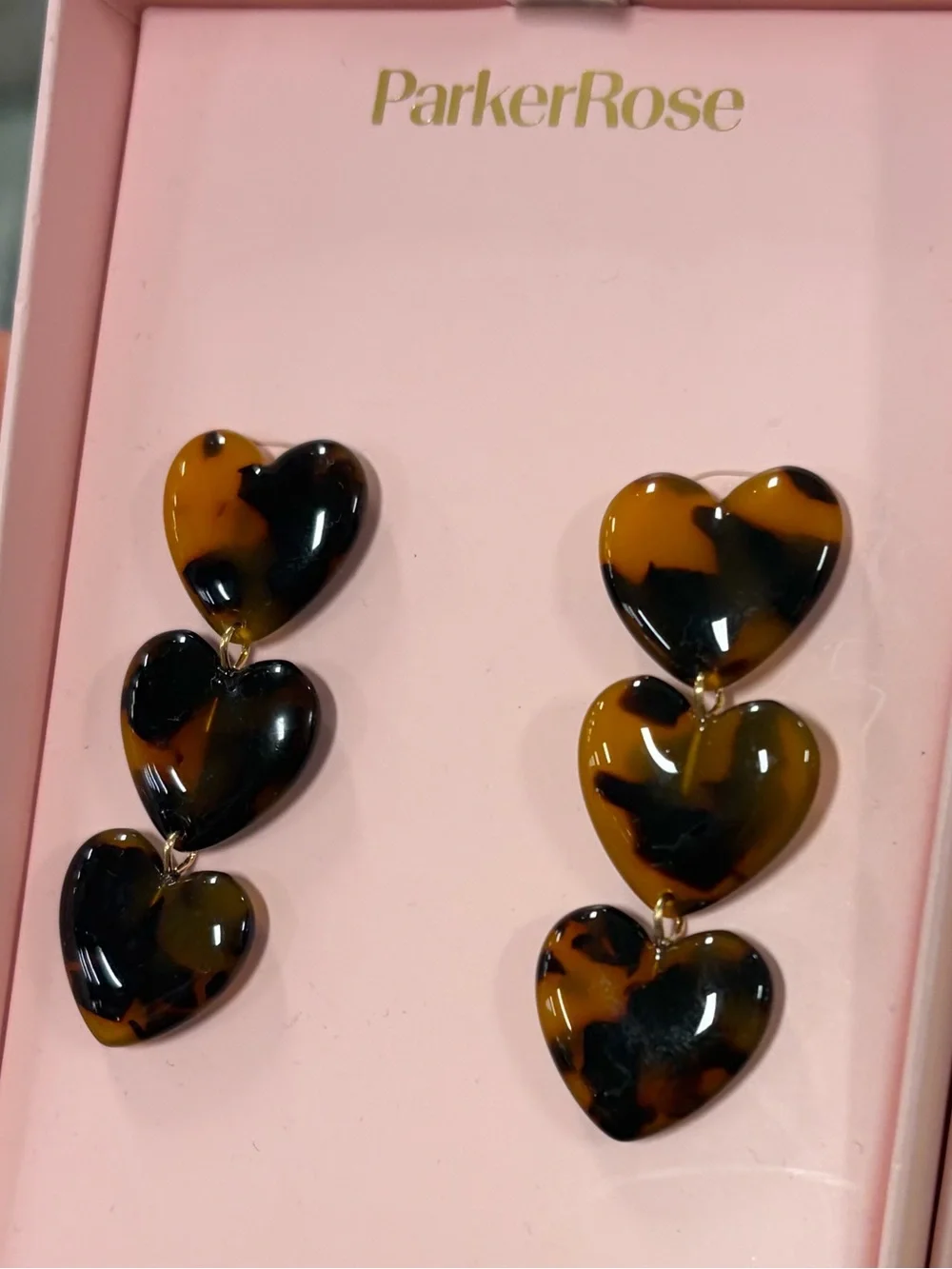 NWT ⚜️🤎⚜️ Parker Rose Tortoiseshell Hearts Drop Earrings